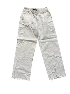 Vintage Y2K Alexandra Bartlett Damen-Cargohose weites Bein roher Saum Größe 6 khaki Chino - Bild 1 von 4