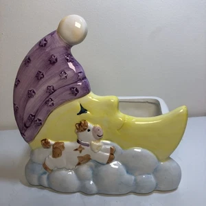 VTG Napco Ceramic Planter Cow Jump Over The Sleepy Moon Retro Nursery Decor - Picture 1 of 10