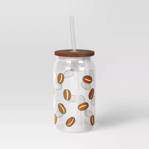 4 Pack,14.5 fl oz Glass Straw Tumbler Coffee Beans - Room Essentials - Picture 1 of 4