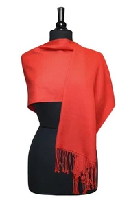 Biagio 100% Wool Pashmina Solid Scarf CORAL PINK Color Womens Shawl Wrap Scarve - Picture 1 of 4
