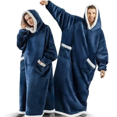 Extra Long Blanket Hoodie Wearable Blanket Sweatshirt Oversized Warm Pocket - Image 1 of 4