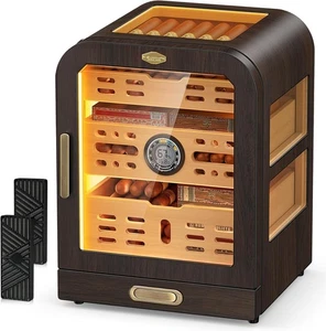 Zigarren Humidor, Glasplatte Zigarren Humidor Schrank Zeichnungsmuster Ced - Bild 1 von 12