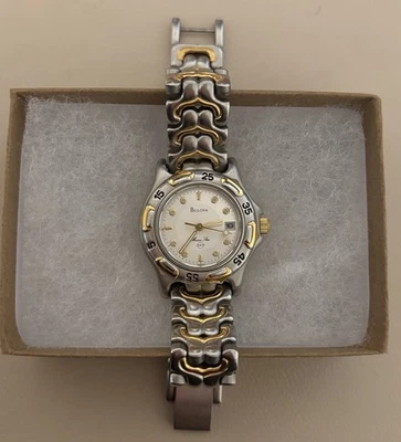 Bulova Quartz Marine Star 2 Tone Gold Silver Date Ladies Watch - Image 1 of 4
