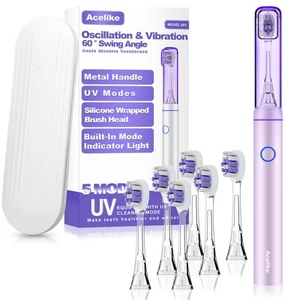 Elektrische Zahnbürste aus Metall mit UV-Modus, Vibration und Oszillation Elektrisch zu... - Bild 1 von 7