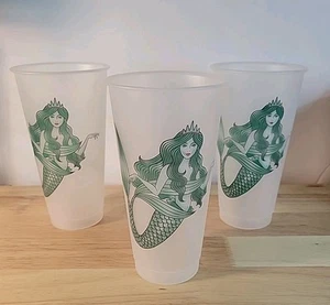 3er Set Starbucks Mermaid Sirene türkis 7" Kunststoff Kaltgetränk Becher, OHNE DECKEL, OHNE STROHHALM - Bild 1 von 18