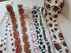 Bastelbänder mit Sportmotiven, Football Baseball Soccer Volleyball Bandreste - Bild 1 von 5