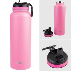 OASIS S/S Double Wall Insulated Sports Drink Bottle 1.1 L w/ Sipper Neon Pink! - Foto 1 di 7