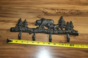 Appendiabiti chiave metallo acciaio ferro decorazione parete mamma orso e cucciolo 2 libbre lunghezza 13" NOB - Foto 1 di 8