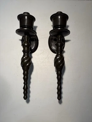 Par de apliques vintage de metal marrón oscuro estilo gótico Bombay Company Foto 1 de 4