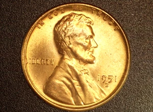 BU Red 1951-D Lincoln Wheat Cent with Repunched Mint Mark (RPM-006) - Picture 1 of 2