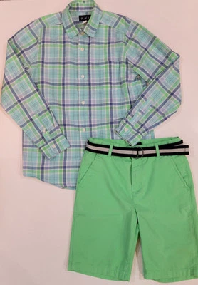 Traje de Pascua TCP para niños pantalones cortos/botón verde/azul talla 10/12 Foto 1 de 4