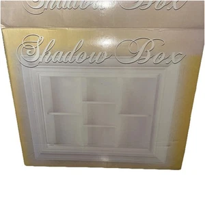 White Wood IN-WALL Hanging Shadowbox Recessed 7 Cubed Shelf Flush Mount Fancy - Picture 1 of 15