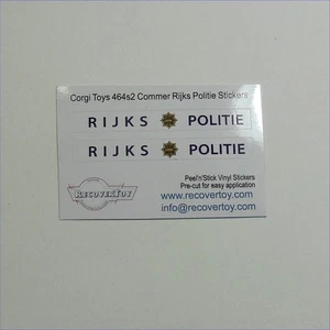 Corgi Toys 464 Commer Rijks Politie Police Van Stickers - Picture 1 of 3