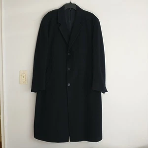 Jacob Siegel Nordstrom Overcoat Mens 44R Black Lambswool Cashmere Blend Italy - Picture 1 of 11