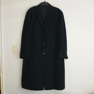 Jacob Siegel Nordstrom Overcoat Mens 44R Black Lambswool Cashmere Blend Italy - Image 1 of 4