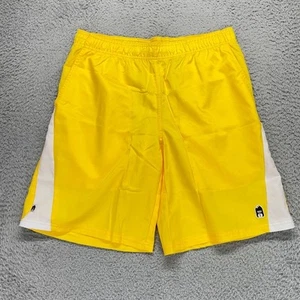 DUC Sport Tennis Shorts Men Medium Yellow Pockets Lightweight Elastic Waist - Picture 1 of 18