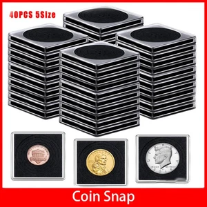 40Pcs Adjustable Acrylic Coin Collection Cases with Sponges Fit 20/25/30/35/40mm - Picture 1 of 7