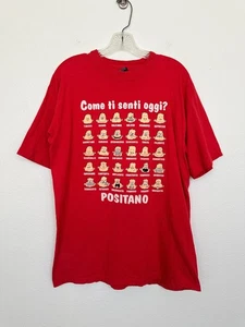 Vintage Italian 90s How Are You Feeling Today Mood Chart Graphic T Shirt Red XL - Picture 1 of 7
