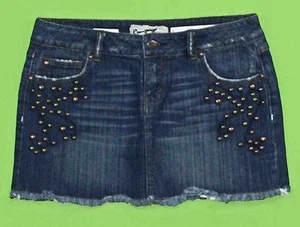 Nice Rampage sz 5 Juniors Womens Blue Jeans Denim Mini Skirt Stretch JA62 - Picture 1 of 5