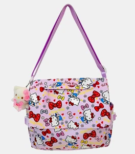 Hello Kitty Campus Messenger Bag Purple Cartoon Logo Flap JK School Travel Bag - Picture 1 of 20