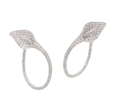 Pendientes tipo argolla de diamantes de oro blanco de 18 quilates Asprey Foto 1 de 4