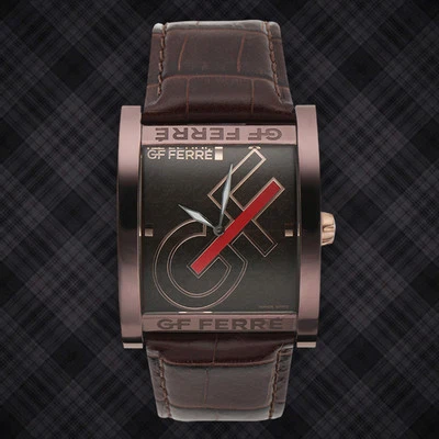 GF Ferre Repeating Logo Mens Dial Watch ( Available with Black or Brown dial ) - Image 1 of 3