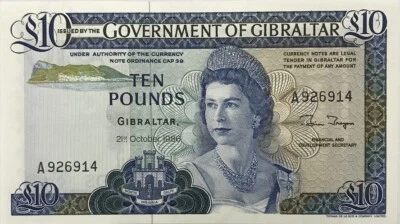 Gibraltar 10 Pounds 1986 P 22 b UNC - Image 1 of 2