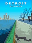 Detroit Michigan United States Retro Travel Wall Decor Art Deco Poster Print