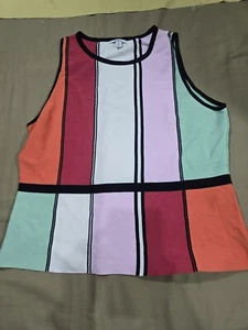 Bar III Women Multicolor Tank Top Colorblocked Sleeveless Blouse Size XXL - Picture 1 of 4