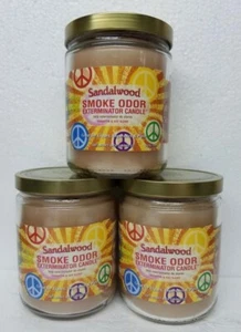 Smoke Odor Exterminator 13 oz Jar Candle, Sandalwood Set of Three Candles. - Picture 1 of 3