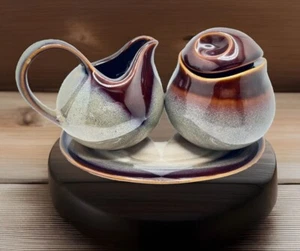 Sango Porzellan Milchkännchen und Deckel Zuckerdose Set Nova Braun 4933 Handarbeit Glasur - Bild 1 von 14