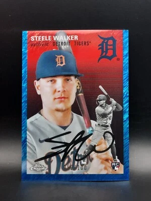 2023 Topps Chrome Platinum Anniversary Steele Walker Blue stripes RC /100 #70 - Image 1 of 3