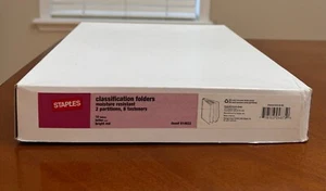 614622 Staples Classification Folders, 2 partitions/6 fasteners, bright red, new - Picture 1 of 4