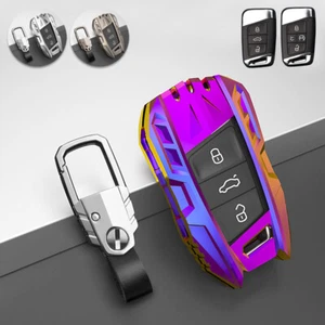 Metal Key Fob Case Cover Shell For Volkswagen Passat Tiguan Atlas Golf Alltrack - Picture 1 of 14