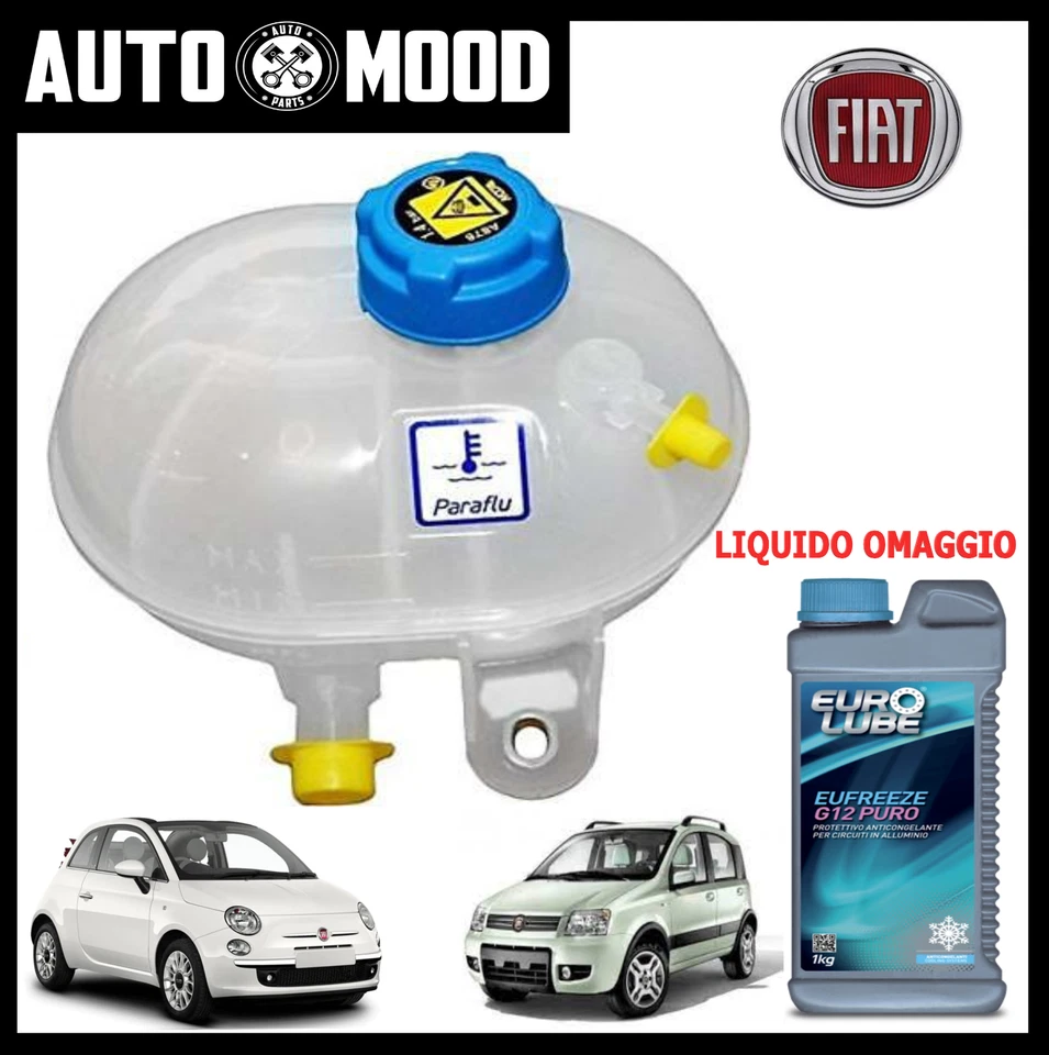 VASCHETTA  ACQUA RADIATORE FIAT PANDA 500 C 1.2 1.3 TAPPO INCLUSO + LIQUIDO - Immagine 1 di 1