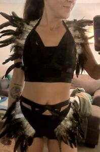 Feather Costume Small Rave Party New Owl Bird Sexy Harness Set One Of A Kind