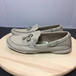 Docksides Sebago Ivory Leather Womens Boat Shoes Sz 9 - Picture 1 of 8
