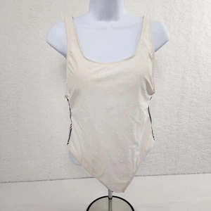 Swimsuit White Side Stripes Women's Bathing Suit Large - Picture 1 of 10