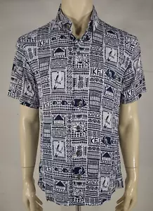 Kenny Flowers Azul Blanco 2022 Edición Limitada Botón Delantero Camisa Campamento Hombre Grande - Imagen 1 de 9