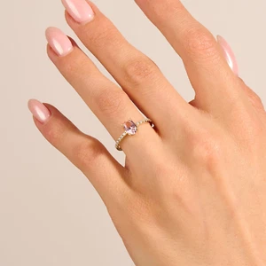 925 Sterling Silver Morganite Ring Pave Band Statement Ring Gift For Her, Wife - Picture 1 of 12