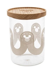 Disney Parks Home Collezione Topolino Icona Bidone Vetro Coperchio Legno Nuovo Cucina - Foto 1 di 2