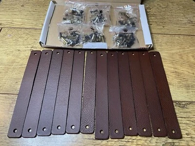 BRUTE STRENGTH Leather Handles for Furniture Chestnut Brown 12 pcs 20 x 2,5 cm - Image 1 of 4