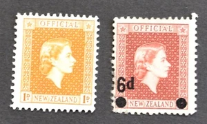 1954 New Zealand QEII Officials (1d & 6d Ovpt.) - Mint - Picture 1 of 2
