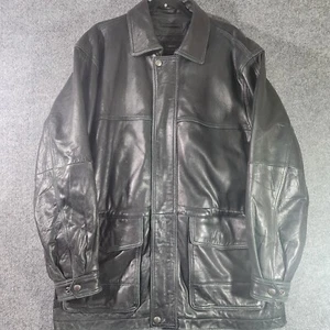 Chaqueta de cuero de piel de cordero acolchada Claiborne Outerwear para hombre talla grande - Imagen 1 de 9