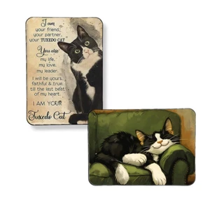 Set of 2 Tuxedo Cat Poem Art Print Magnets 3" x 4" Tuxedo Love Cat Mom Gift - Picture 1 of 3