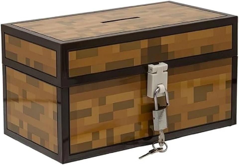 Minecraft Chest Money Box Coin Bank Lock Piggy Video Game Merch Mojang LICENSED - Image 1 of 4