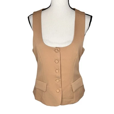 Love Tree NWOT Women’s Medium Light Brown  Sleeveless Button Front Vest Business - Image 1 of 4