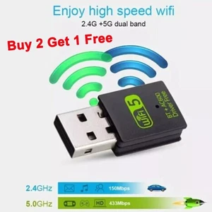 Buy 2 Get 1 Free USB WiFi Bluetooth Adapter 600Mbps Dual Band 2.4/5Ghz Receiver - Afbeelding 1 van 9