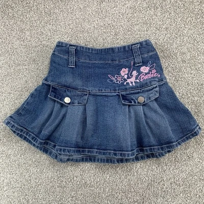 Barbie Avenue 6 Y2K Skirt Skort Denim Embroidered Poodle Flowers 2005 Mattel VTG - Image 1 of 4