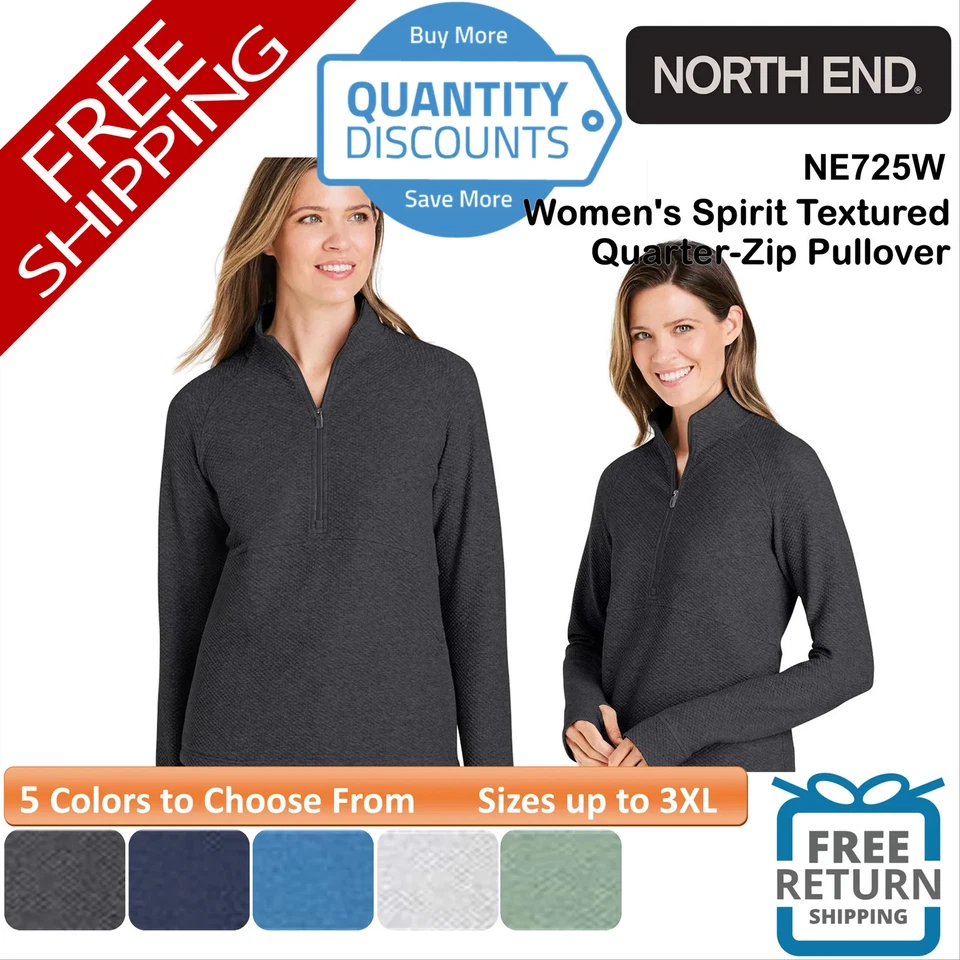 🔥 Pullover North End Spirit para mujer con textura de cuarto de cremallera hasta 3XL NE725W Foto 1 de 1